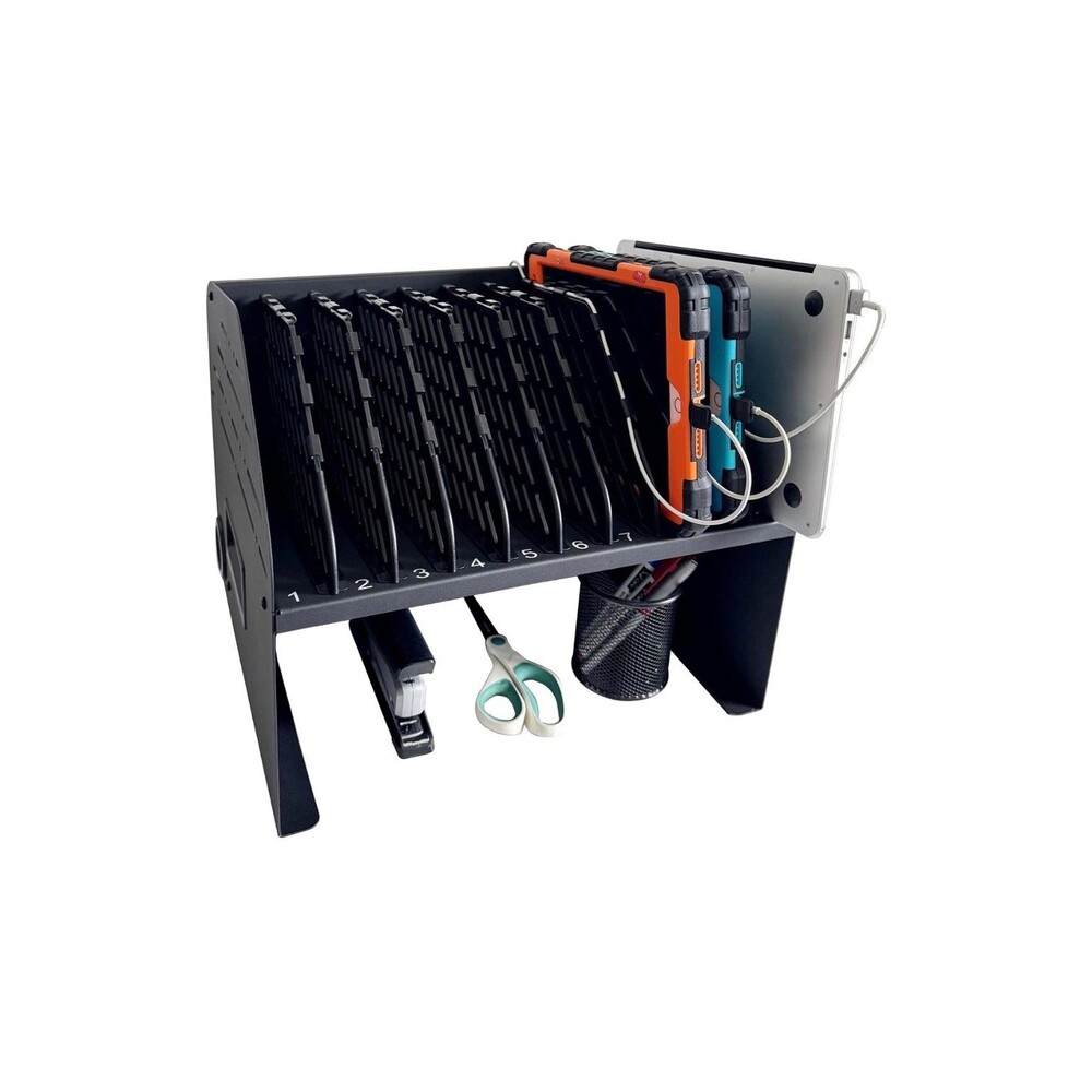 10-Device Laptop Charging Station with 6 AC Outlets & 4 Fast-Charging USB Ports